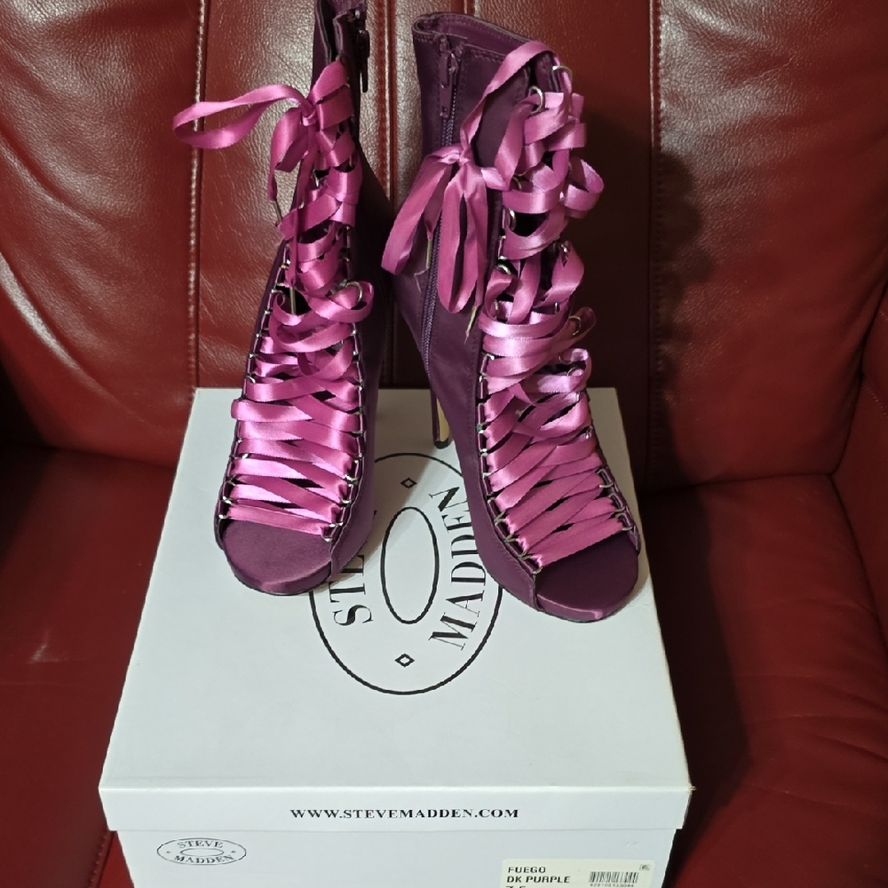 Steve Madden Fuego Dark Purple Lace-Up Heels